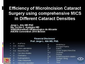 Efficiency of Micro Incision Cataract Surgery using comprehensive