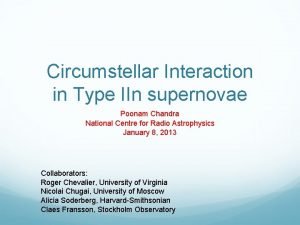 Circumstellar Interaction in Type IIn supernovae Poonam Chandra