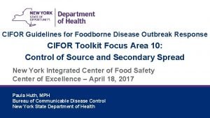 CIFOR Guidelines for Foodborne Disease Outbreak Response CIFOR