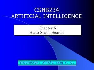 CSNB 234 ARTIFICIAL INTELLIGENCE Chapter 5 State Space