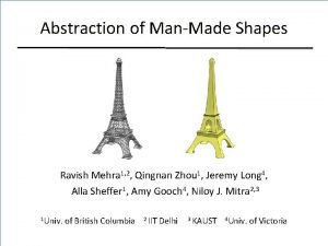 Abstraction of ManMade Shapes Ravish Mehra 1 2