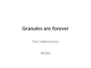 Granules are forever Ted Habermann NOAA Conclusions 1
