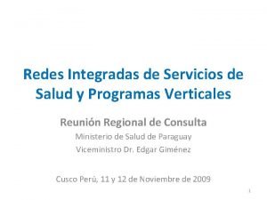 Redes Integradas de Servicios de Salud y Programas