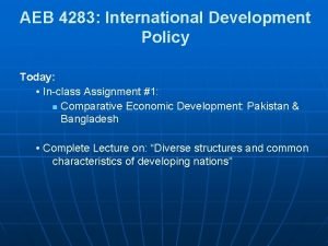 AEB 4283 International Development Policy Today Inclass Assignment