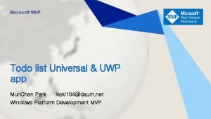 Microsoft MVP Todo list Universal UWP app Mun