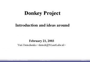 Donkey Project Introduction and ideas around February 21