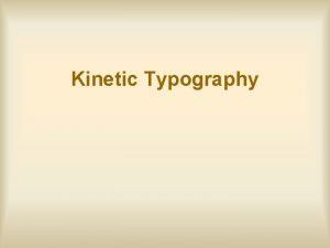Kinetic Typography Readings CMU Kinetic Typography web page