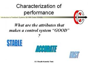 Characterization of performance Introduction to Feedback Systems 1999