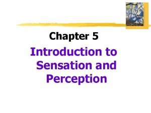 Chapter 5 Introduction to Sensation and Perception Sensation