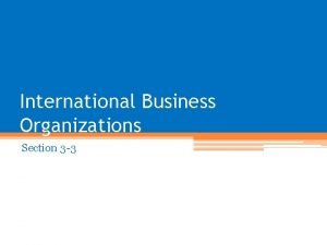 International business organisation