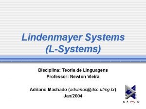 Lindenmayer Systems LSystems Disciplina Teoria de Linguagens Professor