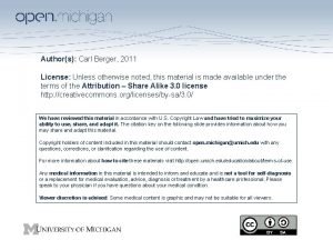 Authors Carl Berger 2011 License Unless otherwise noted