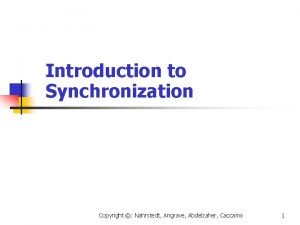 Introduction to Synchronization Copyright Nahrstedt Angrave Abdelzaher Caccamo