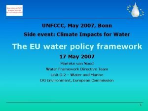 UNFCCC May 2007 Bonn Side event Climate Impacts