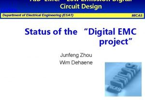 AIDEMC Low Emission Digital Circuit Design Department of