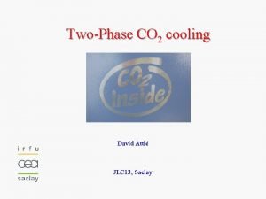 TwoPhase CO 2 cooling David Atti JLC 13