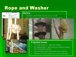 Rope and Washer History Has been used before