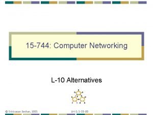 15 744 Computer Networking L10 Alternatives Srinivasan Seshan