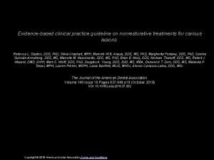 Evidencebased clinical practice guideline on nonrestorative treatments for
