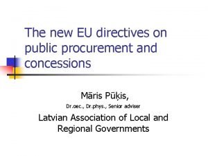 The new EU directives on public procurement and