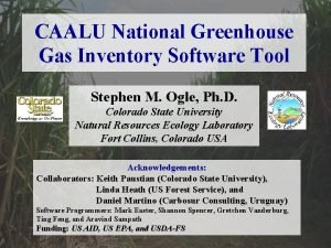 CAALU National Greenhouse Gas Inventory Software Tool Stephen