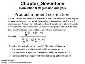 ChapterSeventeen Correlation Regression Analysis Product moment correlation is