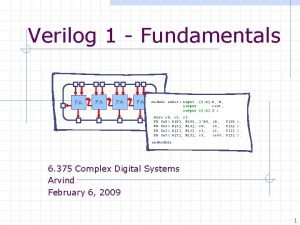 Verilog 1 Fundamentals FA FA module adder input