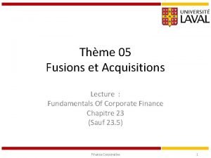 Thme 05 Fusions et Acquisitions Lecture Fundamentals Of