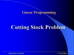 Linear programming in operations research