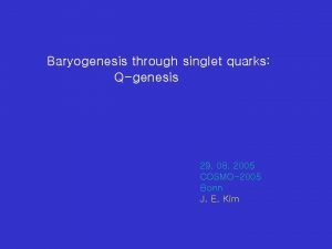 Baryogenesis through singlet quarks Qgenesis Selftuning solutions 29