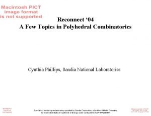 Reconnect 04 A Few Topics in Polyhedral Combinatorics