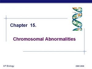 Chapter 15 Chromosomal Abnormalities AP Biology 2005 2006