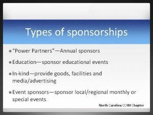 Types of sponsors
