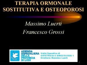 TERAPIA ORMONALE SOSTITUTIVA E OSTEOPOROSI Massimo Luerti Francesco