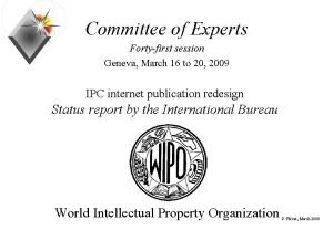 Committee of Experts Fortyfirst session Geneva March 16