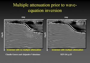 Multiple attenuation prior to waveequation inversion cmp depth