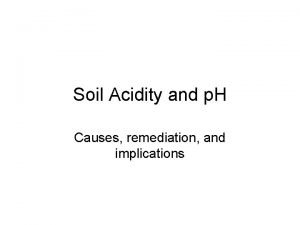 Soil Acidity and p H Causes remediation and