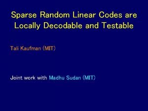 Random linear codes