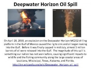 Deepwater Horizon Oil Spill On April 20 2010