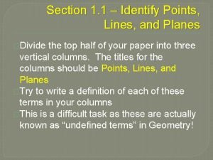 Section 1 1 Identify Points Lines and Planes