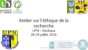 Atelier sur lthique de la recherche UPN Kinshasa