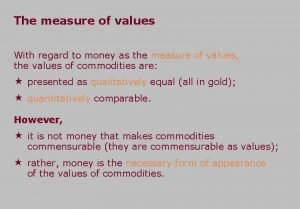 Money as a measure of value