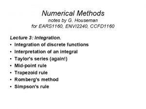 Numerical Methods notes by G Houseman for EARS