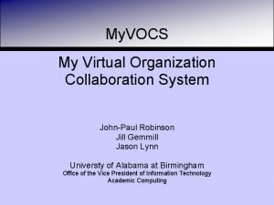 My VOCS My Virtual Organization Collaboration System JohnPaul