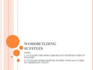 WORDBUILDING SUFFIXES AIMS 1 TO LEARN THE MOST