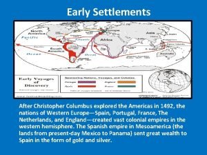 Early Settlements After Christopher Columbus explored the Americas
