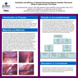 Feasibility and Efficacy of Optimal Peritoneal Dialysis Catheter