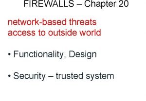 FIREWALLS Chapter 20 networkbased threats access to outside