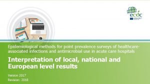 Epidemiological methods for point prevalence surveys of healthcareassociated