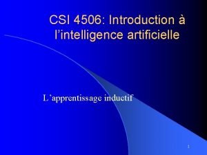 CSI 4506 Introduction lintelligence artificielle Lapprentissage inductif 1